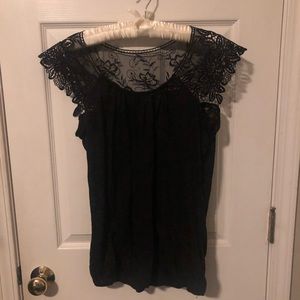 Worthington Black Lace Insert Top size L- used, good condition